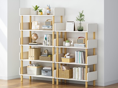 Modern Bookshelf Hanging Picture Storage Basket File Box Green Plant Decoration Combination model