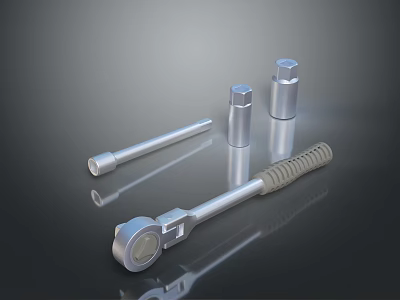 Durable Hardware Tools Set Including Socket Wrench Extension Bar And Sockets 3d model