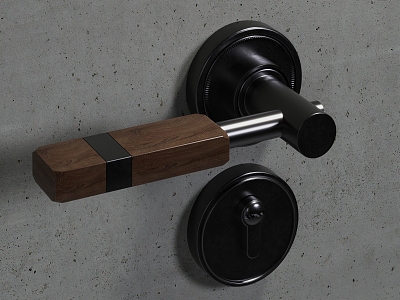 Retro Door Handle Door Lock Hardware Decorative Wooden Door Hardware 3d model