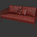 Modern Gray Two Seater Sofa With Metal Frame And Decorative Pillows