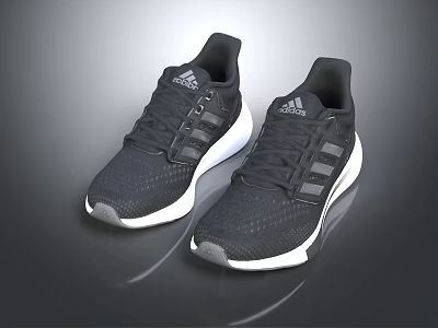 Stylish Adidas Black Running Shoes With White Sole And Classic Lace Up Design 3d model