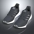 Stylish Adidas Black Running Shoes With White Sole And Classic Lace Up Design