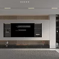 Modern TV Background Wall With Built in TV Fireplace And Storage Shelves