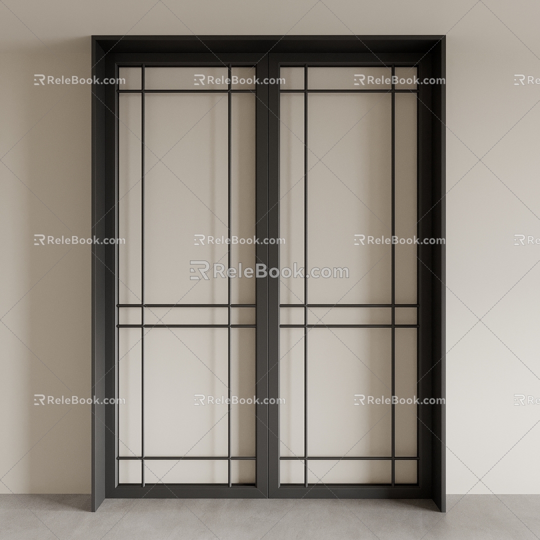 double door kitchen door balcony door glass door 3d model