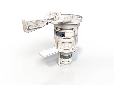 Modern Architectural Structure Design With White Circular Shape Multi Level Platforms And Windows 3d model