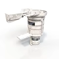 Modern Architectural Structure Design With White Circular Shape Multi Level Platforms And Windows