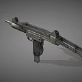Tactical Submachine Gun With Metallic Barrel Grip And Adjustable Stock Design