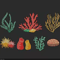 Colorful Marine Life Wall Decor With Seaweed Coral Anemone And Various Shapes