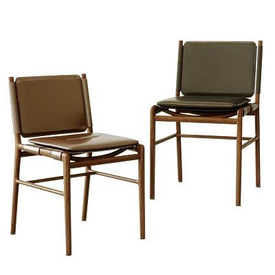 Modern Two Tone Single Chairs With Leather Seats And Wooden Frame Design 3d model