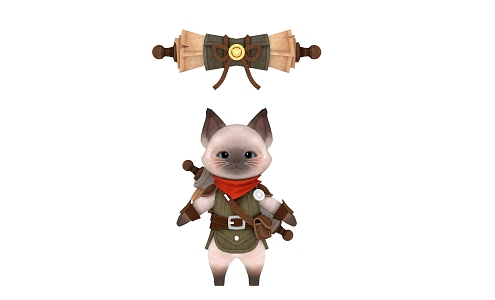 Modern game cat character 3d model