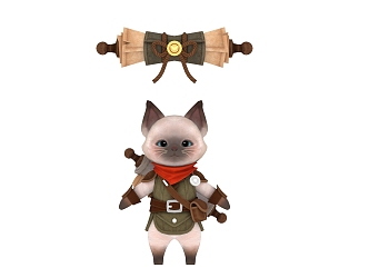 Modern game cat character 3d model