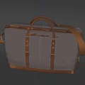 Gray Duffel Bag With Brown Leather Handles Straps White Stitching And Base