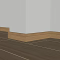 Wooden Floor Corner With Smooth Baseboard Lines And White Wall Interior 3d model