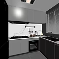 Modern Kitchen Interior Design With Gray Cabinets White Marble Countertops Range Hood And Lighting