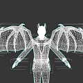 Game Movie Character In Black Suit With Bow Tie Red Devil Mask And Bat Wings