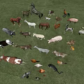 Reptile Toy Models Among Various Animal Figures On Green Grass Field