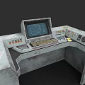 Industrial Electronic Control Console With Display Screen Keyboard Control Buttons And Knobs