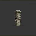 Modern Sculptural Pillar With Stacked Irregular Stone Blocks On Square Stone Slab Base