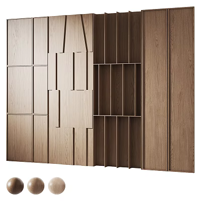 Modern Wooden Bookshelf With Geometric Panel Design For Interior Space Decor 3d model