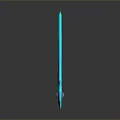 Blue Glowing 3D Modeled Weapon With Long Handle And Red Grip