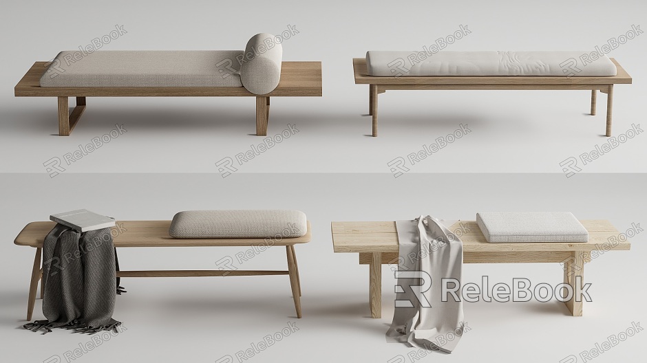 Japanese-style log bed end stool log bed end stool combination model