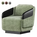 Modern Light Green Fabric Single Sofa With Black Armrests And Comfortable Design 3d model
