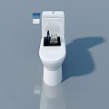 Modern White Toilet With Flat Door Seat And Wall Mounted Tissue Holder