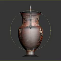 Ancient Greek Red Figure Ceramic Vase Featuring Black Red Color Mythological Scenes And Handles