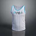 Striped White Tank Top With Blue Trim And Shiftcube Logo Design 3d model