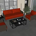 Office Sofa Coffee Table Combination Kung Fu Coffee Table Casual Sofa Double Leather Sofa Tea Set Ornaments 3d model