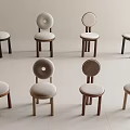 Stylish Modern Leisure Chairs With Circular Backrests Wooden Legs And Upholstered Seats