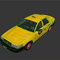 Yellow Classic Taxi Car With TAXI Roof Sign And Side Logo Design