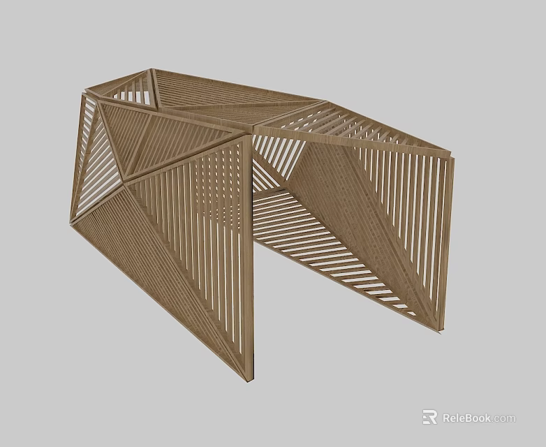 Modern Wooden Hinged Door With Geometric Hollowed Out Lattice Structure Design 3d model 