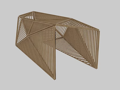 Modern Wooden Hinged Door With Geometric Hollowed Out Lattice Structure Design 3d model