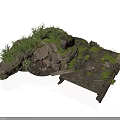 Modern Natural Landscape Design Featuring Rocks Green Plants Moss And Wooden Planks