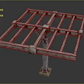 Rusted Industrial Metal Frame Structure With Cross Bars And Sturdy Base Pillar