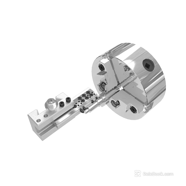 Silver Metal Chuck with Circular Body Holes and Bolts for Machinery 3d model 