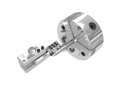 Silver Metal Chuck with Circular Body Holes and Bolts for Machinery 3d model