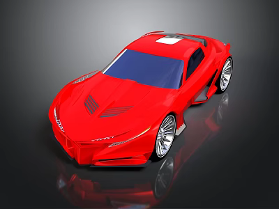 Red Sports Car Featuring Sleek Aerodynamic Design Blue Windows And Alloy Wheels 3d model