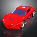Red Sports Car Featuring Sleek Aerodynamic Design Blue Windows And Alloy Wheels