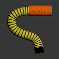 Orange Portable Ventilation Blower With Yellow Black Striped Flexible Hose For Industrial Air Circulation