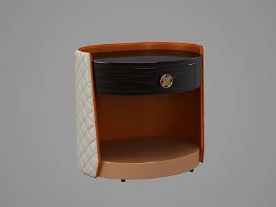 Contemporary Bedside Table With Quilted Leather Panel Wood Drawer And Metal Knob 3d model