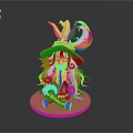 Golden Decorative Figurine As Lifestyle Product With Hat Wearing Character Sitting On Round Base