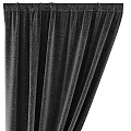 Black Curtains with Velvet Texture and Modern Tiebacks Partially Open for Elegant Window Treatment