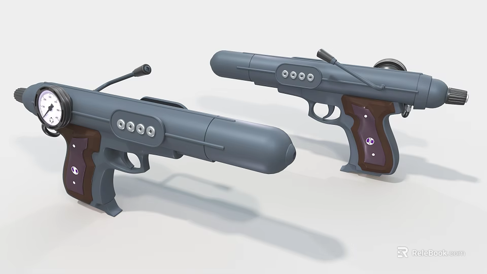 Electric Toy Guns With Gray Body Brown Grip And Three Buttons For Kids Play 3d model 