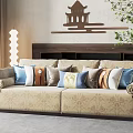 New Chinese Double Sofa Multi-Person Sofa 3d model