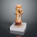 Building Exterior Rusted Fire Hydrant With Chain Number 8 And White Base