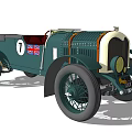 Vintage Green Cream Racing Car With Number 7 Union Jack Flag AX 1425 License Plate