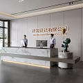 Modern company front desk background wall reception area bar desk reception desk hall simple lobby 3d model