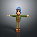 Game Movie Character With Blue Beanie Hair Green Jacket Red Shirt Brown Pants Outstretched Arms